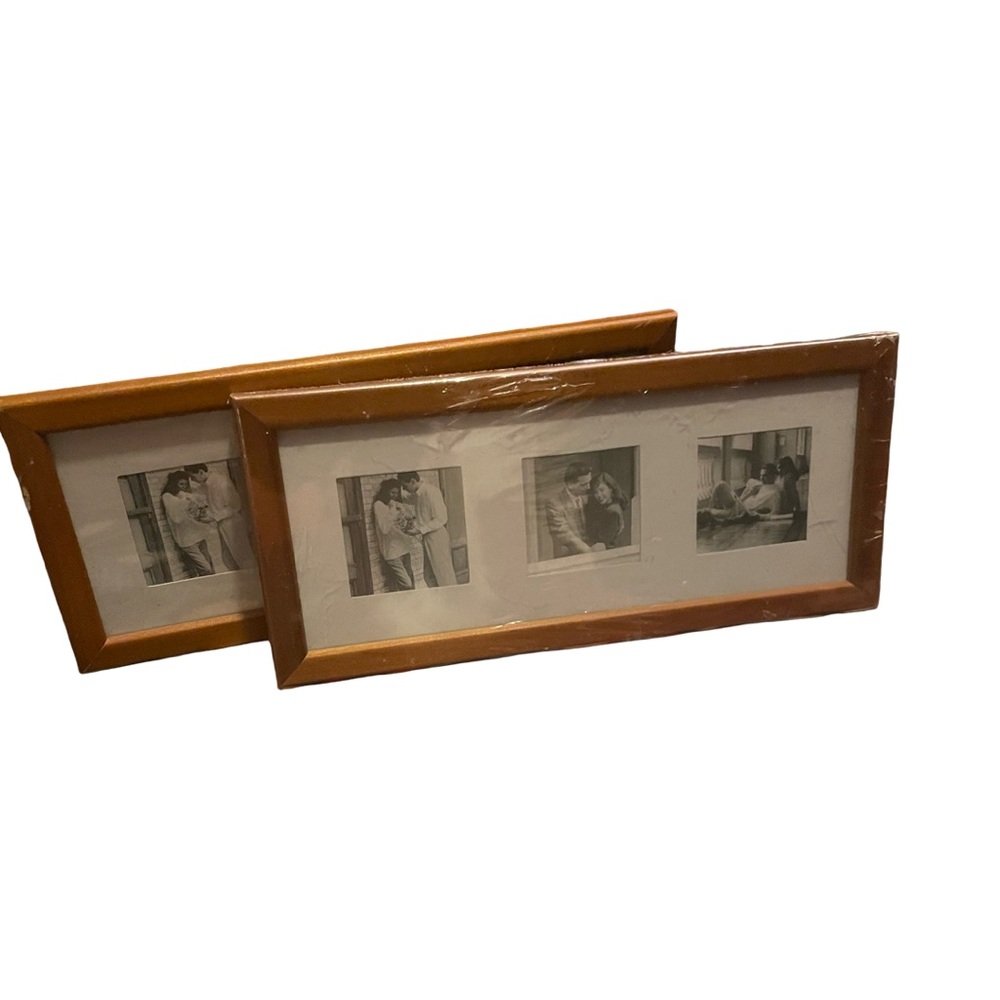Wooden Triple Opening Photo Frame - Tan